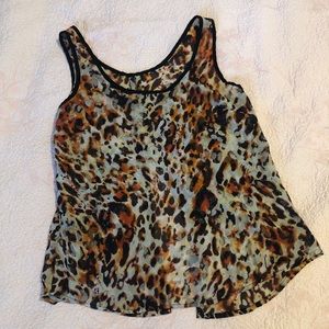 Sheer Golden Tiger/leopard print top